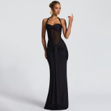 Sultry Open-Back Ruched Maxi Dress