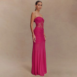 Sultry Cutout Ruched Strapless Maxi Dress