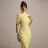 Ruched Backless Bodycon Maxi Dress - Sensual Evening Cocktail Gown