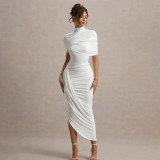 Ruched Backless Bodycon Maxi Dress - Sensual Evening Cocktail Gown