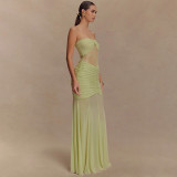 Sultry Cutout Ruched Strapless Maxi Dress