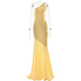 Sultry One-Shoulder Mesh Mermaid Maxi Dress