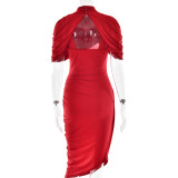 Ruched Backless Bodycon Maxi Dress - Sensual Evening Cocktail Gown