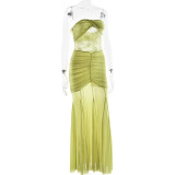 Sultry Cutout Ruched Strapless Maxi Dress