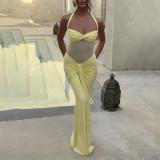 Sultry Open-Back Ruched Maxi Dress