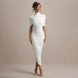 Ruched Backless Bodycon Maxi Dress - Sensual Evening Cocktail Gown