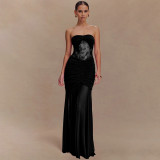Sultry Cutout Ruched Strapless Maxi Dress