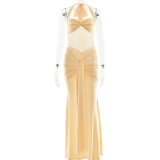 Sultry Open-Back Ruched Maxi Dress
