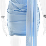 Pleated Strapless Bodycon Dress