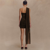 Pleated Strapless Bodycon Dress