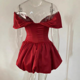 V-Neck Fishbone Crop Dress