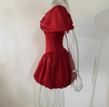 V-Neck Fishbone Crop Dress