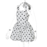 Printed Halter Neck Corset Backless Dress