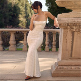 Backless Square-Neck Evening Gown
