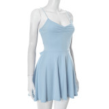 Solid Color Spaghetti Strap Mini Dress