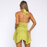 Women's Sexy Halter Neck Sleeveless Solid Mini Dress