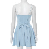 Solid Color Spaghetti Strap Mini Dress