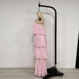 Romantic Pink Backless Spaghetti Strap Dress