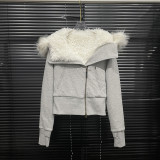 Fur-Trim Hooded Quilted Jacket
