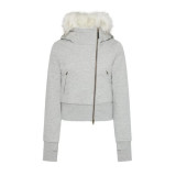 Fur-Trim Hooded Quilted Jacket