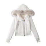 Fur-Trim Hooded Quilted Jacket