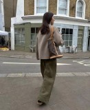 Short Double-Breasted Wool Coat