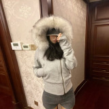 Fur-Trim Hooded Quilted Jacket