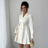 Vintage-Inspired Button Accent Mini Dress