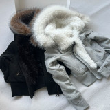 Fur-Trim Hooded Quilted Jacket