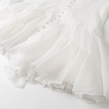 Elegant Lotus Leaf Trim Puff Sleeve Dress
