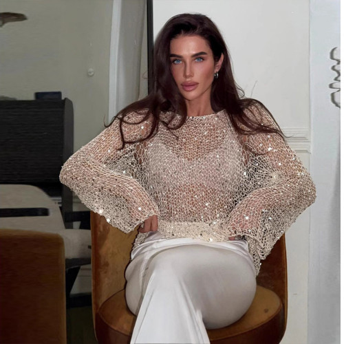 Loose Sequin Knit Top