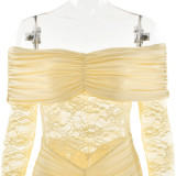 Elegant Lace Splice Bodycon Maxi Dress - Sensual Strapless Evening Gown