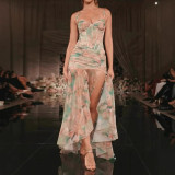 Tropical Floral Slit Maxi Dress