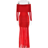 Elegant One-Shoulder Ruched Floral Maxi Dress