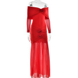 Elegant One-Shoulder Ruched Floral Maxi Dress