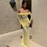 Elegant Lace Splice Bodycon Maxi Dress - Sensual Strapless Evening Gown