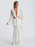 IHOOV Ethereal Chic Chiffon Cutout Maxi Dress