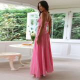 V-Neck Sleeveless Color-Block Maxi Dress