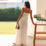 V-Neck Sleeveless Color-Block Maxi Dress