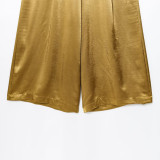 Luxe Satin Straight-Leg Trousers with Signature Waist Belt