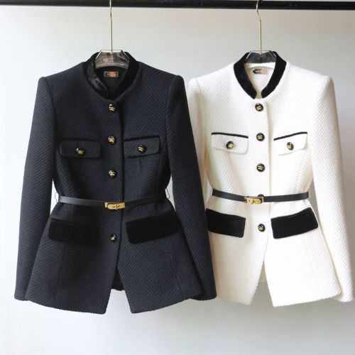 Chic Petite Slim-Fit Elegant Shoulder Design Lapel Trench Coat