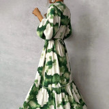 Vintage Floral Lantern Sleeve Maxi Dress