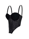 IHOOV Glamorous Mesh Rhinestone Corset Tank