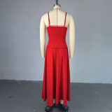 Sexy Lace-Up Straps Top & High-Waist Skirt Two Piece Set