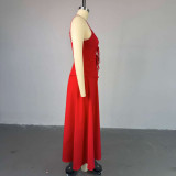 Sexy Lace-Up Straps Top & High-Waist Skirt Two Piece Set