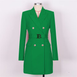 British Vintage Chic Single-Breasted Blazer Jacket for Women
