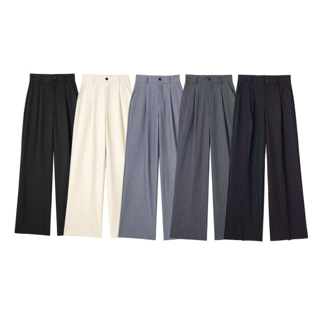 ihoov Pleated High-Rise Straight Leg Pants