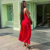 Sexy Lace-Up Straps Top & High-Waist Skirt Two Piece Set