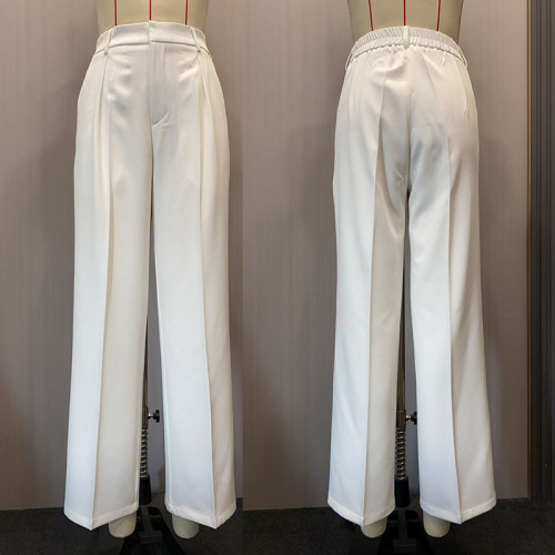 High-Waisted Wide-Leg Business Trousers