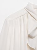 Ethereal Lotus Leaf Tie-Neck Blouse